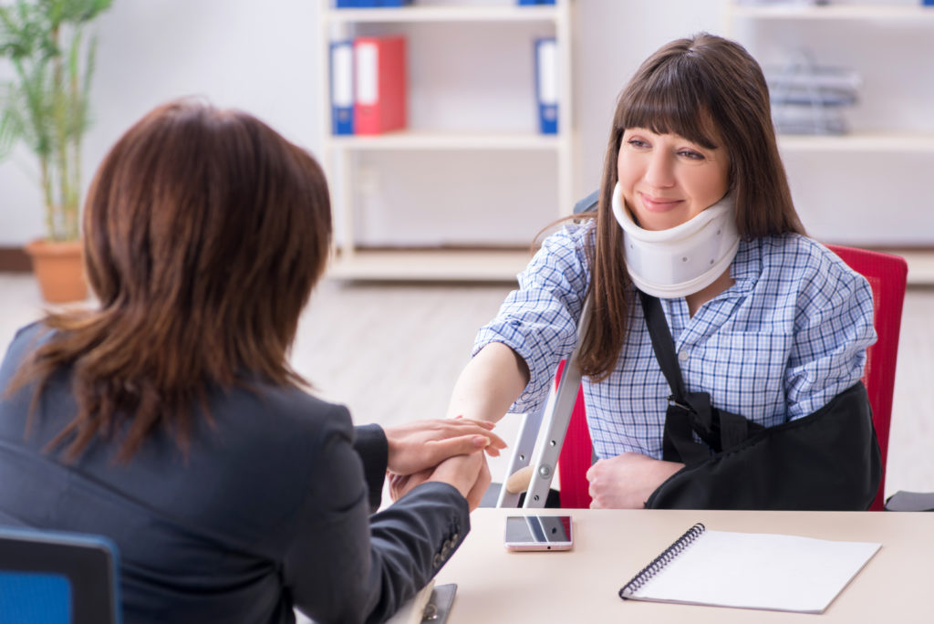 Personal injury lawyer meeting with a injured client in Philadelphia